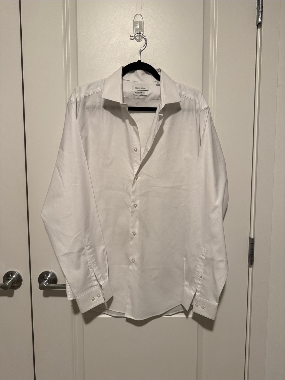 Calvin Klein Men's White Long-Sleeve Dress Shirt